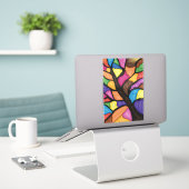 Glas-in-lood-boomkunst sticker (Laptop op bureau)