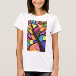 Glas-in-lood boomkunst t-shirt