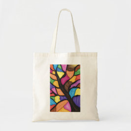 Glas-in-lood boomkunst tote bag
