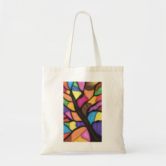 Glas-in-lood boomkunst tote bag (Voorkant)