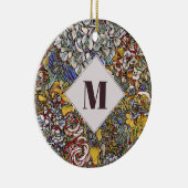 Glas in lood Botanisch Floraal Monogram Keramisch Ornament (Rechts)