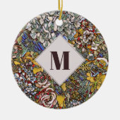 Glas in lood Botanisch Floraal Monogram Keramisch Ornament (Voorkant)