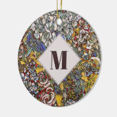 Glas in lood Botanisch Floraal Monogram Keramisch Ornament (Links)