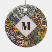 Glas in lood Botanisch Floraal Monogram Keramisch Ornament (Achterkant)