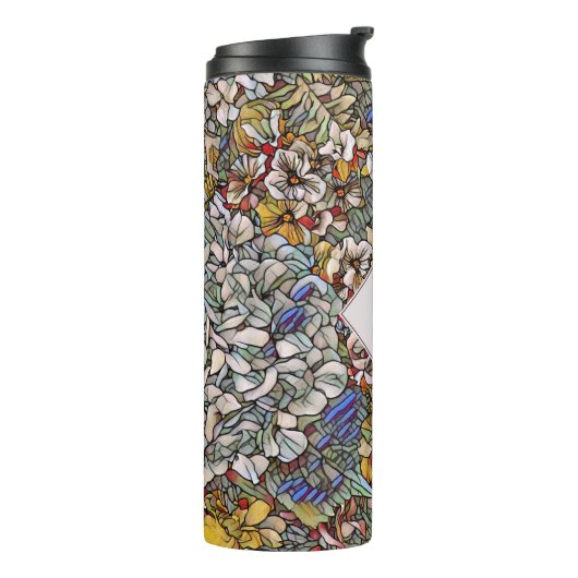 Glas in lood Botanisch Floraal Monogram Thermosbeker (Gedraaid links)