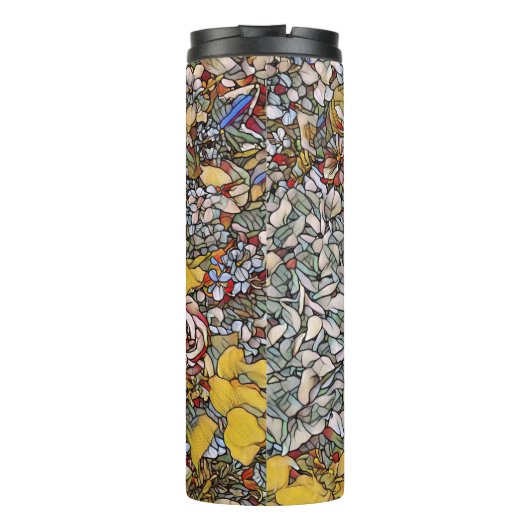 Glas in lood Botanisch Floraal Monogram Thermosbeker (Achterkant)