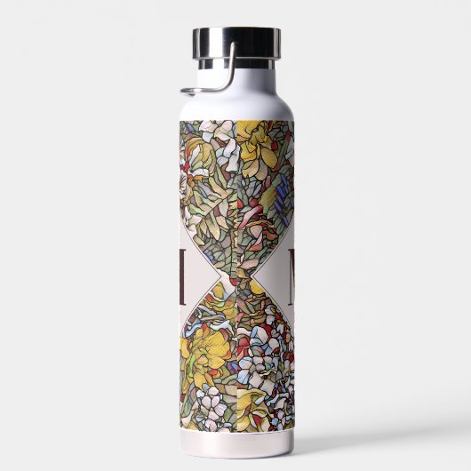 Glas in lood Botanisch Floraal Monogram Waterfles (Rechts)
