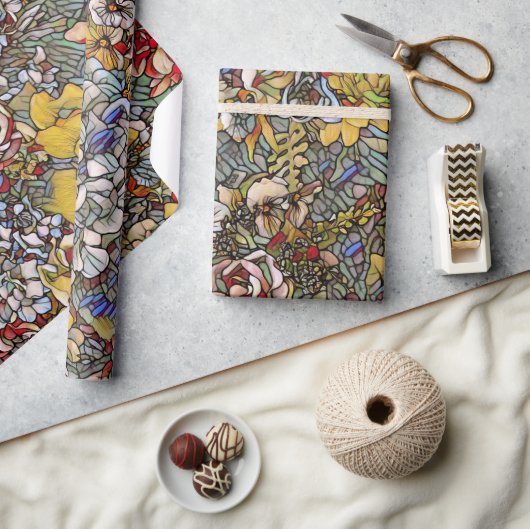 Glas-in-lood Botanische Bloem Cadeaupapier (Crafts)