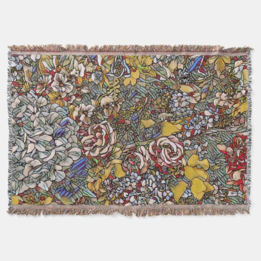 Glas in lood Botanische Bloemen Deken (Voorkant)