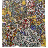 Glas in lood Botanische Bloemen Douchegordijn (Voorkant)
