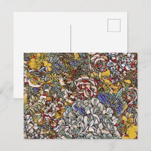 Glas in lood Botanische Bloemen Feestdagenkaart (Voorkant / Achterkant)