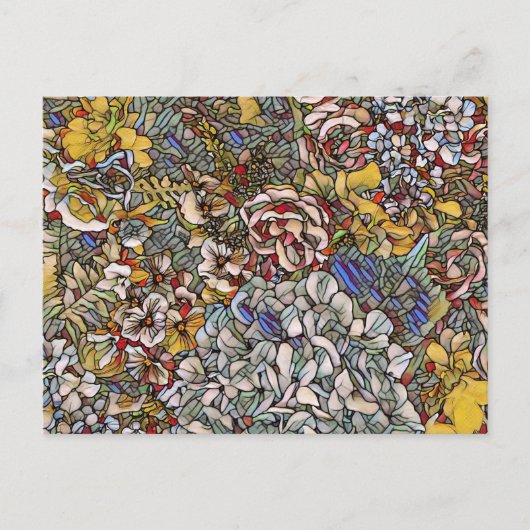 Glas in lood Botanische Bloemen Feestdagenkaart (Voorkant)