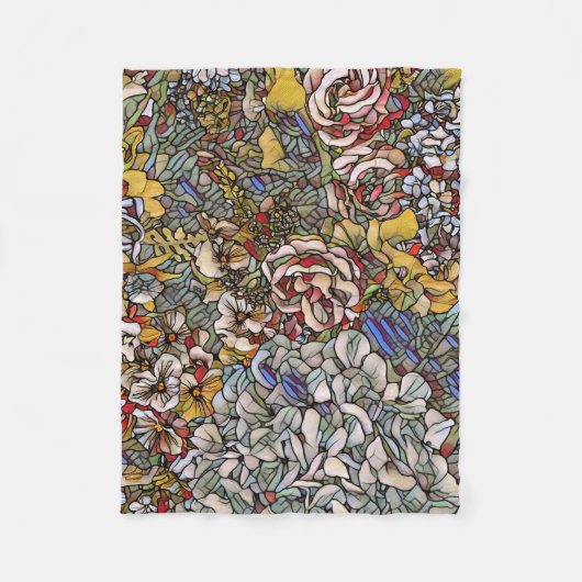 Glas in lood Botanische Bloemen Fleece Deken (Voorkant)