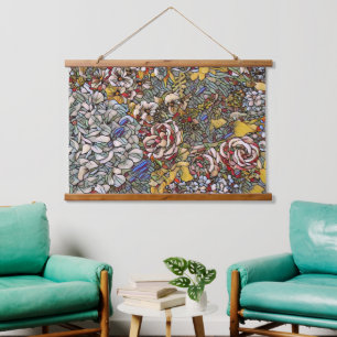 Glas in lood Botanische Bloemen Hangend Wandkleed