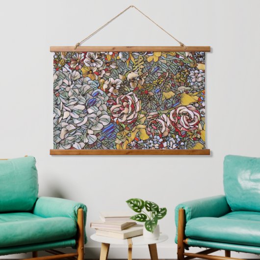 Glas in lood Botanische Bloemen Hangend Wandkleed (Woonkamer)