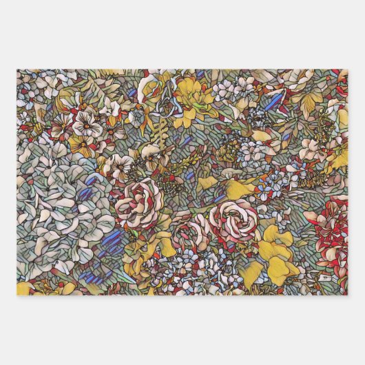 Glas in lood Botanische Bloemen Inpakpapier Vel (Voorkant)