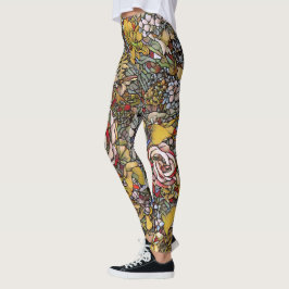 Glas in lood Botanische Bloemen Leggings