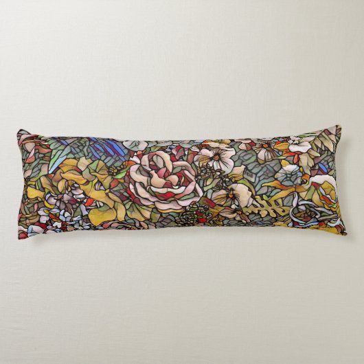 Glas in lood Botanische Bloemen Lichaamskussen (Achterkant)