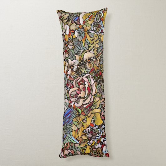 Glas in lood Botanische Bloemen Lichaamskussen (Achterkant (Verticaal))