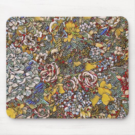 Glas in lood Botanische Bloemen Muismat (Voorkant)