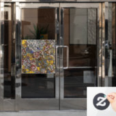 Glas in lood Botanische Bloemen Raamsticker (Kantoordeur)