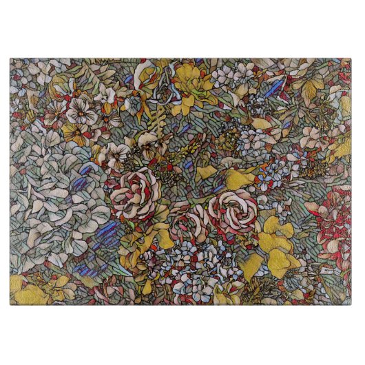 Glas in lood Botanische Bloemen Snijplank (Voorkant)