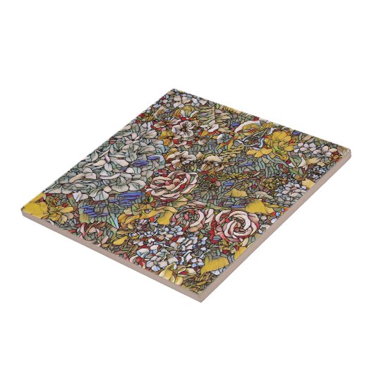 Glas in lood Botanische Bloemen Tegeltje (Zijkant)