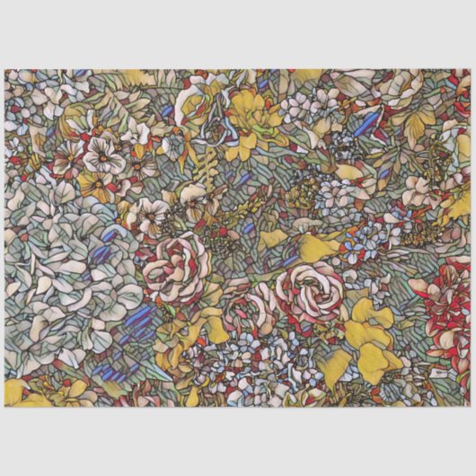 Glas in lood Botanische Bloemen Tissuepapier (Voorkant)