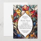 Glas in lood bruidsdouche uitnodiging | artistiek (Voorkant / Achterkant)