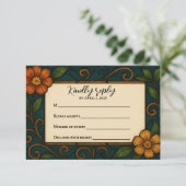 Glas in lood bruiloft RSVP Kaart (Staand voorkant)