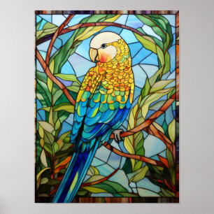Glas-in-lood Budgie Tropische Vogel Kunst Poster