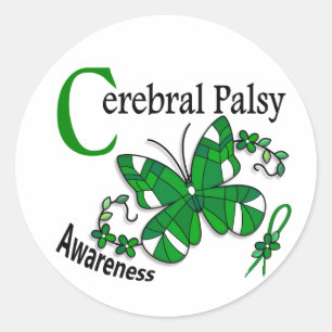 Glas in lood Butterfly 2 Cerebral Palsy Ronde Sticker