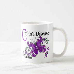 Glas in lood Butterfly 2 de ziekte van Crohn Koffiemok