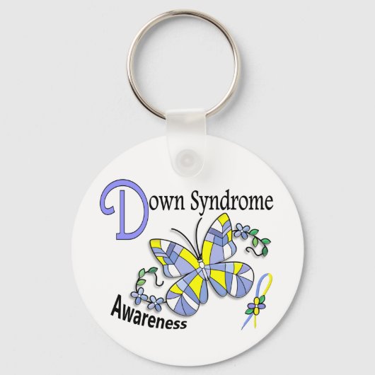 Glas in lood Butterfly 2 Down Syndrome Sleutelhanger (Voorkant)