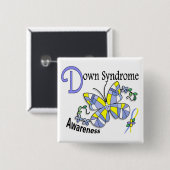 Glas in lood Butterfly 2 Down Syndrome Vierkante Button 5,1 Cm (Voorkant /achterkant)