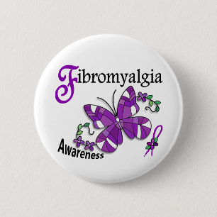 Glas in lood Butterfly 2 Fibromyalgie Ronde Button 5,7 Cm