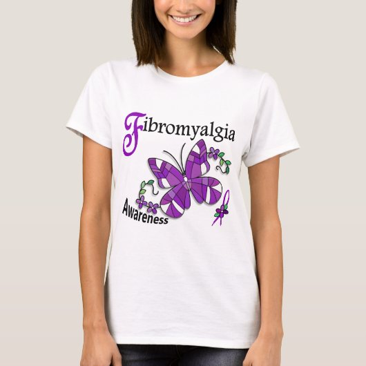 Glas in lood Butterfly 2 Fibromyalgie T-shirt (Voorkant)