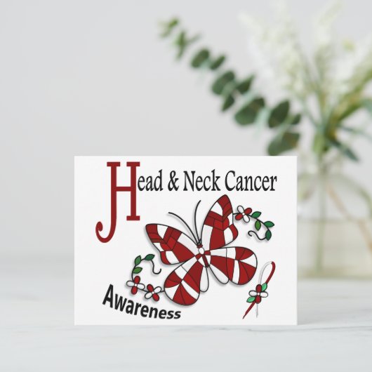 Glas in lood Butterfly 2 Head Neck Cancer Briefkaart (Staand voorkant)