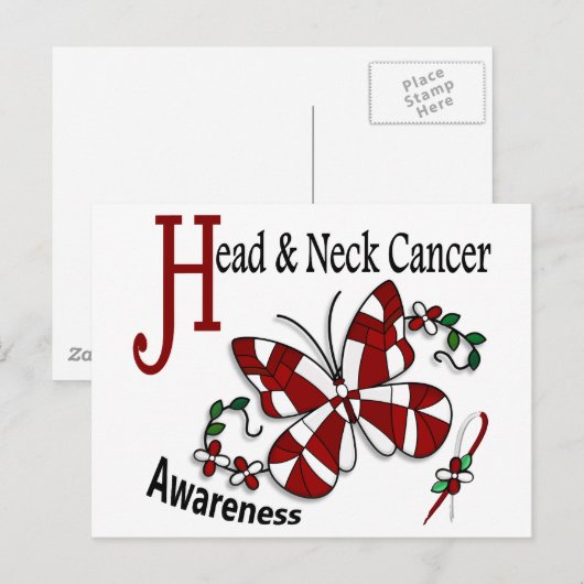 Glas in lood Butterfly 2 Head Neck Cancer Briefkaart (Voorkant / Achterkant)