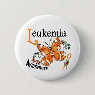 Glas in lood Butterfly 2 Leukemie Ronde Button 5,7 Cm