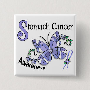 Glas in lood Butterfly 2 Stomach Cancer Vierkante Button 5,1 Cm