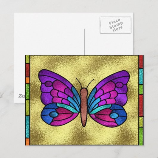 Glas in lood Butterfly Briefkaart (Voorkant / Achterkant)