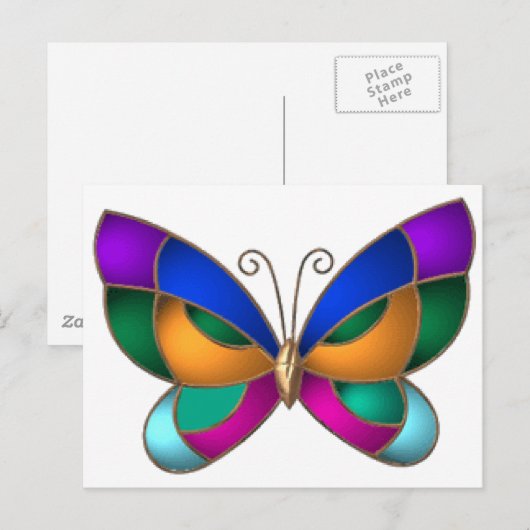 Glas in lood Butterfly Briefkaart (Voorkant / Achterkant)
