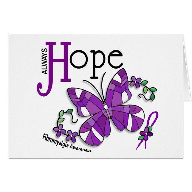 Glas in lood Butterfly Fibromyalgie (Voorkant Horizontaal)