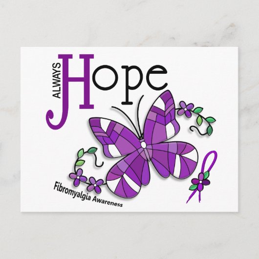 Glas in lood Butterfly Fibromyalgie Briefkaart (Voorkant)