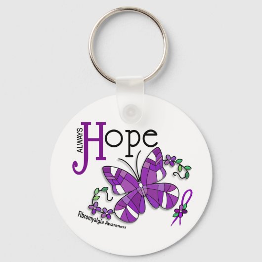 Glas in lood Butterfly Fibromyalgie Sleutelhanger (Voorkant)