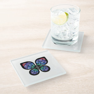 Glas in lood Butterfly Glazen Onderzetter