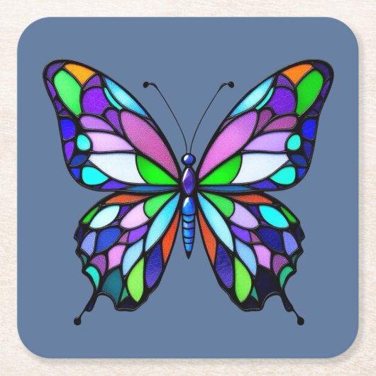 Glas in lood Butterfly Kartonnen Onderzetters (Voorkant)