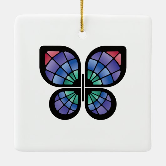 Glas in lood Butterfly Keramisch Ornament (Achterkant)