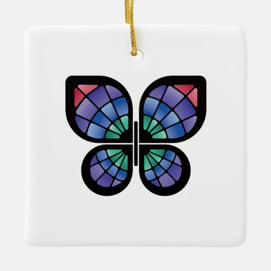 Glas in lood Butterfly Keramisch Ornament (Voorkant)